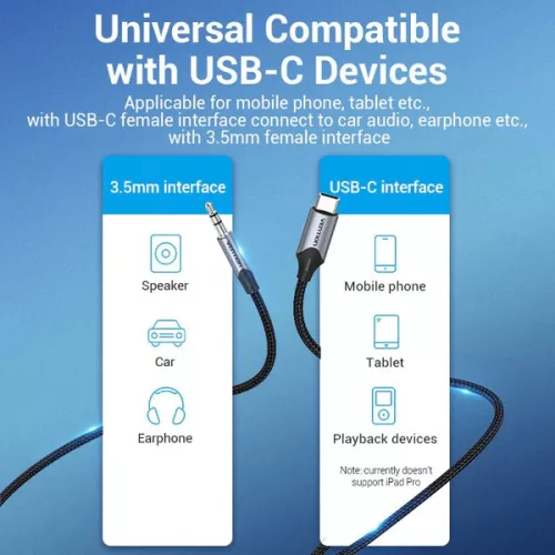 Vention USB C - 3.5 Jack kábel 1.5m (BGKHG)