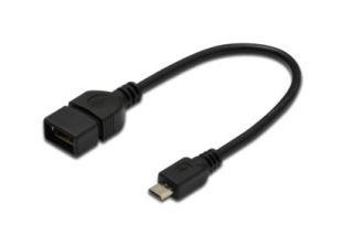 Assmann micro USB B apa - USB A anya 2.0 OTG kábel 20cm (AK-300309-002-S)
