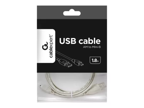 Gembird USB 2.0 AM - mini kábel 1.8m, szürke (CC-USB2-AM5P-6)
