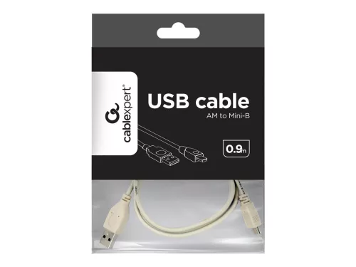 Gembird USB 2.0 AM - mini kábel 0.9m, szürke (CC-USB2-AM5P-3)