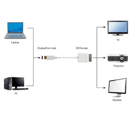 Gembird Displayport 1.1 apa - DVI-D anya adapter, fehér (A-DPM-DVIF-002-W)