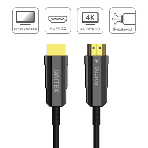 Unitek HDMI 2.0 aktív optikai kábel 4K 60Hz 50m (C11072BK-50M)