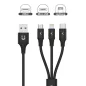   Unitek Prémium 3 az 1-ben Micro B / USB C / Lightning kábel 1.2m fekete (C14049BK)