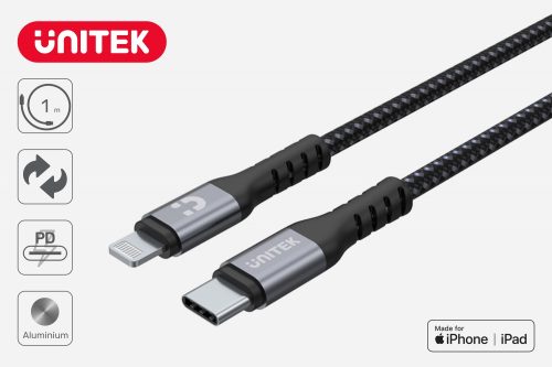 Unitek Prémium USB C - Lightning kábel 1m (C14060GY)