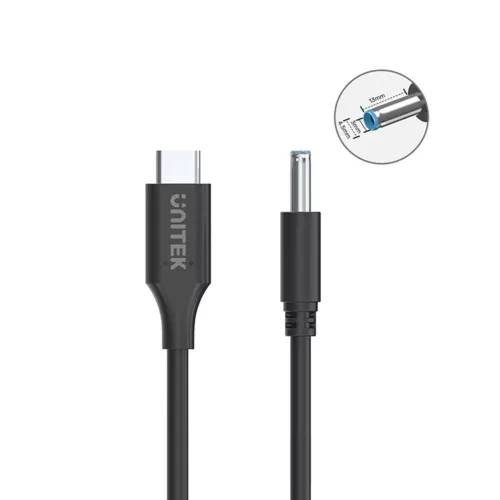 Unitek USB C - DC 4.5x3.0 65W HP laptop tápkábel 1.8m (C14117BK-1.8M)