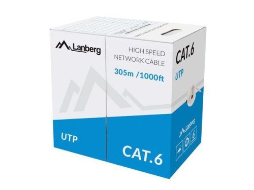 Lanberg UTP Cat6 tömör kábel 305m (LCU6-10CC-0305-S)