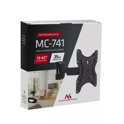 Maclean egykarú fali TV tartó konzol 13-42'' VESA 200x200 (MC-741)