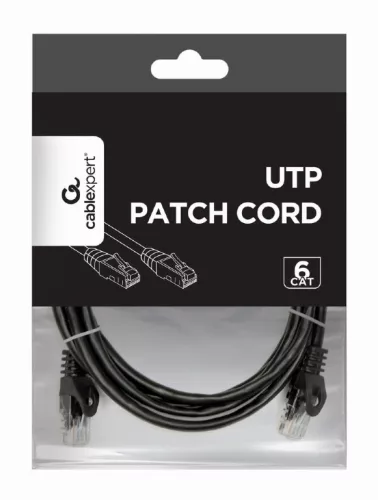 Gembird UTP Cat6 ethernet kábel 2m, fekete (PP6U-2M/BK)