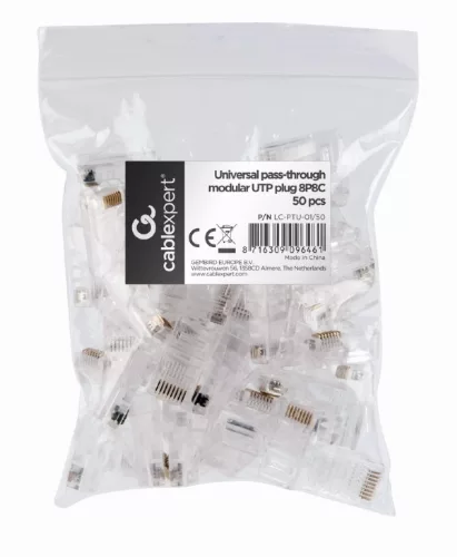 Gembird RJ45 UTP Cat5e csatlakozó dugó, 50db (LC-PTU-01/50)