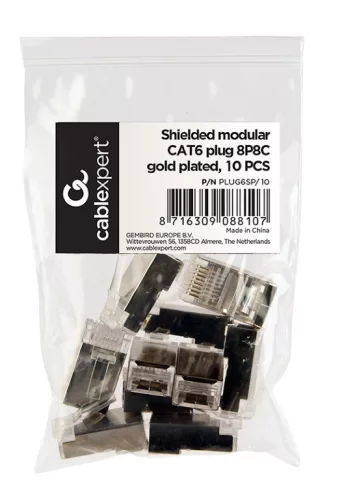 Gembird RJ45 FTP Cat6 csatlakozó dugó, 10db (PLUG6SP/10)