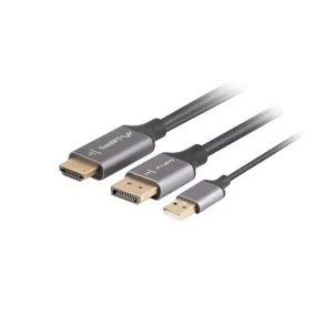   Lanberg HDMI 2.0 to Displayport 1.2 4K 60Hz kábel 1.8m (CA-HDDP-20CU-0018-BK)