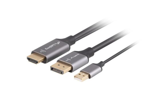 Lanberg HDMI 2.0 to Displayport 1.2 4K 60Hz kábel 1.8m (CA-HDDP-20CU-0018-BK)