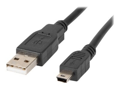 Lanberg USB 2.0 - mini USB kábel fekete 0.3m (CA-USBK-10CC-0003-BK)