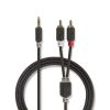 Nedis 3.5 mm-es dugó - 2db RCA dugó sztereó audio kábel 1m fekete (CABW22200AT10)