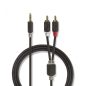 Nedis 3.5 mm-es dugó - 2db RCA dugó sztereó audio kábel 1m fekete (CABW22200AT10)