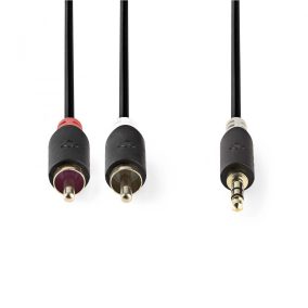 Nedis 3.5 mm-es dugó - 2db RCA dugó sztereó audio kábel 2m fekete (CABW22200AT20)