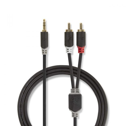 Nedis 3.5 mm-es dugó - 2db RCA dugó sztereó audio kábel 2m fekete (CABW22200AT20)