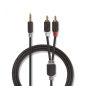 Nedis 3.5 mm-es dugó - 2db RCA dugó sztereó audio kábel 2m fekete (CABW22200AT20)