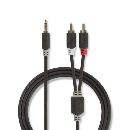 Nedis 3.5 mm-es dugó - 2db RCA dugó sztereó audio kábel 5m fekete (CABW22200AT50)