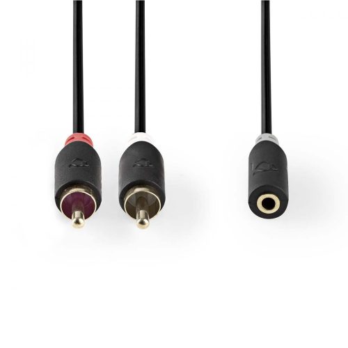 Nedis 2db RCA dugó - 3.5 mm-es aljzat sztereó audio kábel 0.2m fekete (CABW22255AT02)