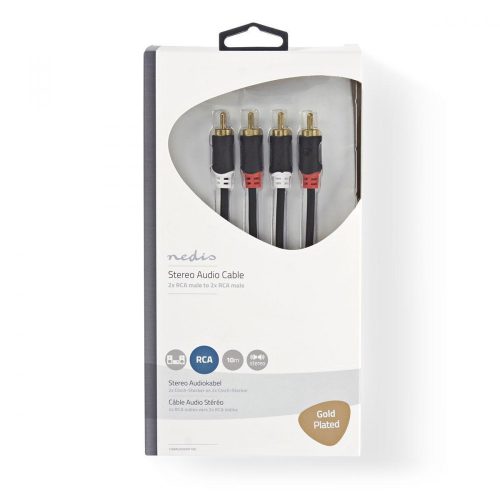 Nedis 2x RCA dugó - 2x RCA dugó audio kábel 10m (CABW24200AT100)