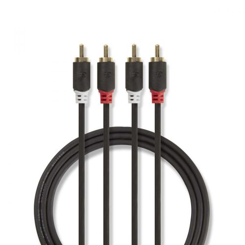 Nedis 2db RCA dugó - 2db RCA dugó sztereó audio kábel 1m fekete (CABW24200AT10)