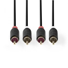 Nedis 2db RCA dugó - 2db RCA dugó sztereó audio kábel 3m fekete (CABW24200AT30)