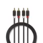 Nedis 2db RCA dugó - 2db RCA dugó sztereó audio kábel 3m fekete (CABW24200AT30)