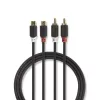 Nedis 2x RCA árnyékolt hosszabbító kábel 2m (CABW24205AT20)