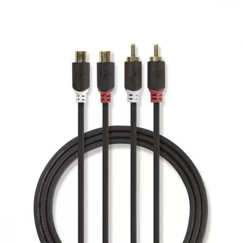 Nedis 2x RCA árnyékolt hosszabbító kábel 2m (CABW24205AT20)