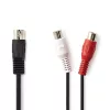 Nedis DIN 5 tűs dugó - 2db RCA aljzat DIN-es audio kábel 0.2m fekete (CAGL20250BK02)