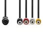   Nedis DIN 5 tűs dugó - 4db RCA-aljzat DIN-es audio kábel 0.2m fekete (CAGL20450BK02)