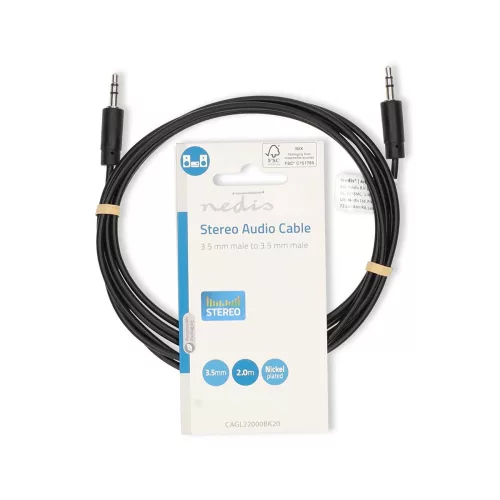 Nedis 3.5 mm-es dugó - 3.5 mm-es dugó sztereó audio kábel 2m fekete (CAGL22000BK20)