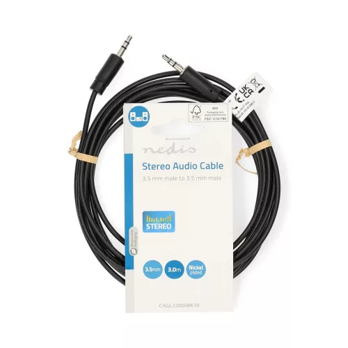 Nedis 3.5 mm jack sztereó audio kábel 3m fekete (CAGL22000BK30)