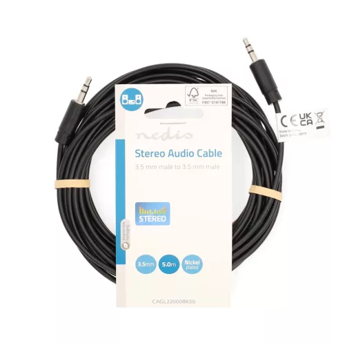 Nedis 3.5 mm jack sztereó audio kábel 5m fekete (CAGL22000BK50)