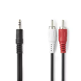 Nedis 3.5 mm-es dugó - 2db RCA dugó sztereó audio kábel 3m fekete (CAGL22200BK30)