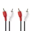 Nedis 2db RCA dugó - 2db RCA dugó sztereó audio kábel 5m fekete (CAGL24200BK30)