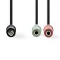 Nedis 3.5 mm-es dugó - 2db 3.5 mm-es aljzat Fejhallgató audio kábel 0.2m fekete (CAGP22150BK02)