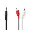 Nedis 3.5 mm-es dugó - 2db RCA dugó sztereó audio kábel 5m fekete (CAGP22200BK50)