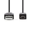 Nedis A dugó - Mini 5 tűs dugó USB 2.0 kábel 1m fekete (CCGL60300BK10)