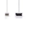 Nedis Mini DisplayPort dugó - DisplayPort-aljzat Kábel 0.2m Fehér (CCGP37450WT02)