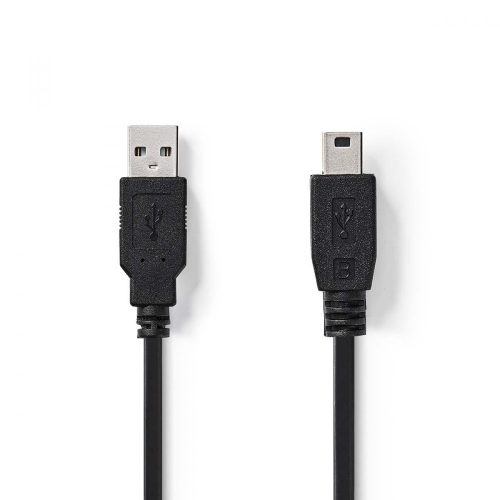 Nedis A dugó - Mini 5 tűs dugó USB 2.0 kábel 2m fekete (CCGP60300BK20)
