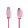 Nedis A dugó - micro B dugó USB 2.0 kábel 1m rózsaszín (CCGP60410PK10)