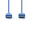 Nedis A dugó - A aljzat USB 3.0 kábel 2m kék (CCGP61010BU20)