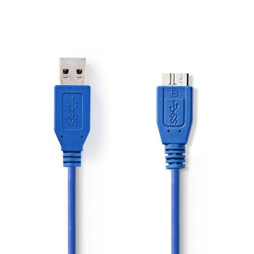 Nedis A dugó - micro B dugó USB 3.0 kábel 0.5m kék (CCGP61500BU05)