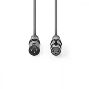   Nedis XLR sztereó 3 pólusú hosszabbító kábel 15m (COTG15010GY150)