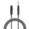 Nedis XLR anya - jack 6.35 dugó mono audio kábel 10m (COTG15120GY100)
