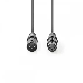   Nedis XLR sztereó 3 pólusú hosszabbító kábel 0.5m (COTH15010GY05)