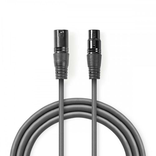 Nedis XLR sztereó 3 pólusú hosszabbító kábel 0.5m (COTH15010GY05)