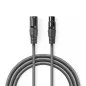   Nedis XLR sztereó 3 pólusú hosszabbító kábel 0.5m (COTH15010GY05)